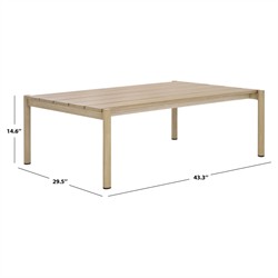 Darla Coastal Beach Natural Wood Rectangular Outdoor Coffee Table|