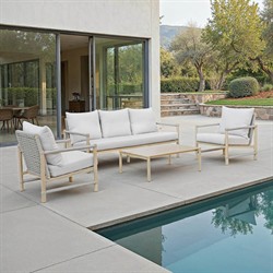 Darla Coastal Beach Natural Wood Rectangular Outdoor Coffee Table|