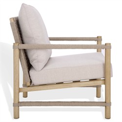 Darla Coastal Beach Grey Woven Outdoor Patio Arm Chair|