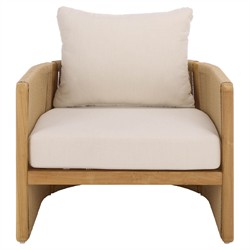 Fiora Coastal Beach Woven Hyacinth Natural Teak Outdoor Arm Chair|