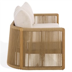 Fiora Coastal Beach Woven Hyacinth Natural Teak Outdoor Sofa - 71"|