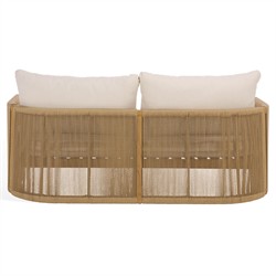 Fiora Coastal Beach Woven Hyacinth Natural Teak Outdoor Sofa - 71"|