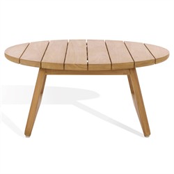 Fiora Coastal Beach Natural Teak Wood Round Outdoor Coffee Table|