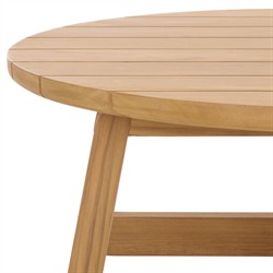 Fiora Coastal Beach Natural Teak Wood Round Outdoor Coffee Table|