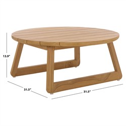 Fiora Coastal Beach Natural Teak Wood Round Outdoor Coffee Table|