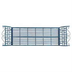 Hailey French Country Antique Blue Iron Outdoor Garden Bench|