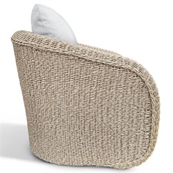 Jillian Coastal Beach Beige Woven Faux Rattan Outdoor Swivel Arm Chair|