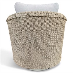 Jillian Coastal Beach Beige Woven Faux Rattan Outdoor Swivel Arm Chair|