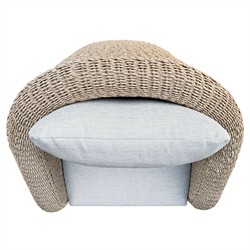 Jillian Coastal Beach Beige Woven Faux Rattan Outdoor Swivel Arm Chair|