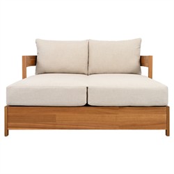 Kenzo Modern Classic Natural Acacia Wood Outdoor Double Chaise Lounge|