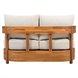 Kenzo Modern Classic Natural Acacia Wood Outdoor Double Chaise Lounge|