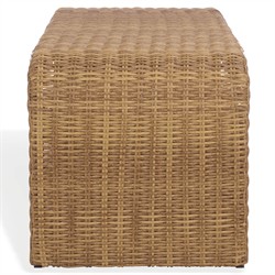 Emmie Coastal Beach Natural Faux Wicker Outdoor Dining Bench|