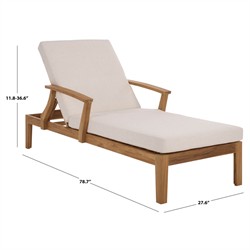 Camila Coastal Beach Natural Teak Outdoor Chaise Lounge|