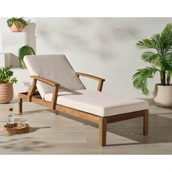 Camila Coastal Beach Natural Teak Outdoor Chaise Lounge|
