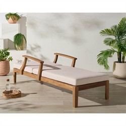 Camila Coastal Beach Natural Teak Outdoor Chaise Lounge|