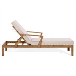 Camila Coastal Beach Natural Teak Outdoor Chaise Lounge|