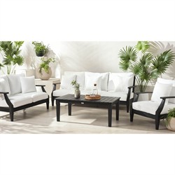 Camila Coastal Beach Black Outdoor Lounge Arm Chair|