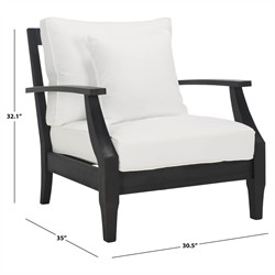 Camila Coastal Beach Black Outdoor Lounge Arm Chair|
