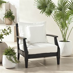 Camila Coastal Beach Black Outdoor Lounge Arm Chair|