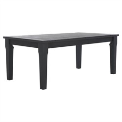 Camila Coastal Beach Black Wood Rectangular Outdoor Coffee Table|