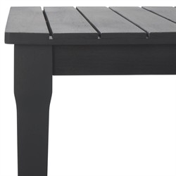Camila Coastal Beach Black Wood Rectangular Outdoor Coffee Table|
