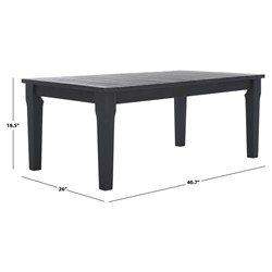 Camila Coastal Beach Black Wood Rectangular Outdoor Coffee Table|