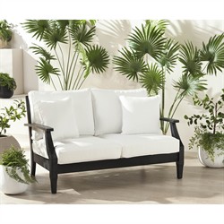 Camila Coastal Beach Black Outdoor Loveseat|
