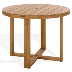Charlene Coastal Beach Natural Teak Round Outdoor Dining Table - 40"|