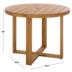 Charlene Coastal Beach Natural Teak Round Outdoor Dining Table - 40"|
