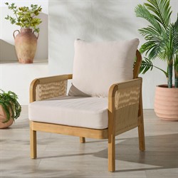 Nina Coastal Beach Natural Teak Outdoor Arm Chair|