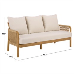 Nina Coastal Beach Natural Teak Outdoor Sofa - 69"|