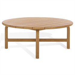Nina Coastal Beach Natural Teak Round Outdoor Coffee Table|