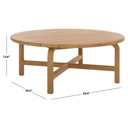 Nina Coastal Beach Natural Teak Round Outdoor Coffee Table|