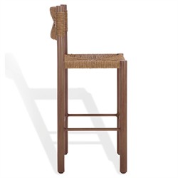 Ramon Coastal Beach Natural Faux Rattan Woven Outdoor Bar Stool - Set of 2|