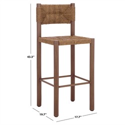 Ramon Coastal Beach Natural Faux Rattan Woven Outdoor Bar Stool - Set of 2|