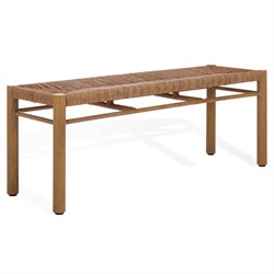 Maori Coastal Beach Natural Faux Rattan Woven Outdoor Dining Bench|