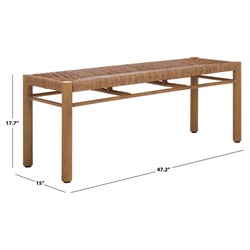 Maori Coastal Beach Natural Faux Rattan Woven Outdoor Dining Bench|