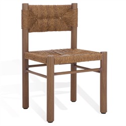 Ramon Coastal Beach Natural Faux Rattan Woven Outdoor Dining Chair - Set of 2|