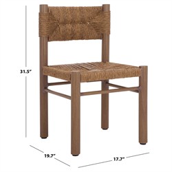 Ramon Coastal Beach Natural Faux Rattan Woven Outdoor Dining Chair - Set of 2|