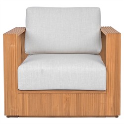 Lucian Coastal Beach Natural Reeded Teak Outdoor Patio Arm Chair|