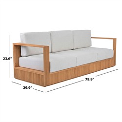 Lucian Coastal Beach Natural Reeded Teak Outdoor Patio Sofa - 80"|