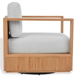 Lucian Coastal Beach Natural Reeded Teak Outdoor Swivel Arm Chair|