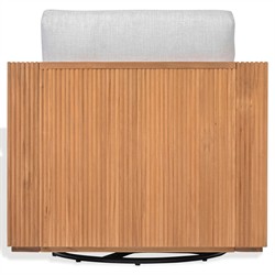 Lucian Coastal Beach Natural Reeded Teak Outdoor Swivel Arm Chair|