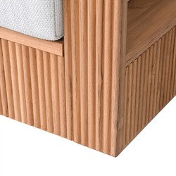 Lucian Coastal Beach Natural Reeded Teak Outdoor Swivel Arm Chair|