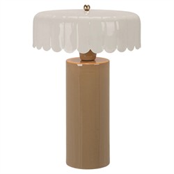 Collins Traditional Scalloped Shade Glossy Taupe Table Lamp|