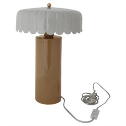 Collins Traditional Scalloped Shade Glossy Taupe Table Lamp|