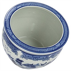 Velora French Country Blue Stoneware Chinoiserie Planter|