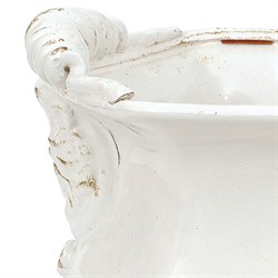 Oren French Country Distressed White Terracotta Cache Pot|