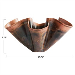Brynn Updated Traditional Antique Copper Scalloped Table Vase|