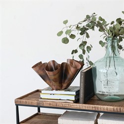 Brynn Updated Traditional Antique Copper Scalloped Table Vase|